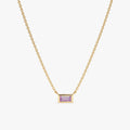 Solid Gold Dainty Amethyst Necklace (08FE43)
