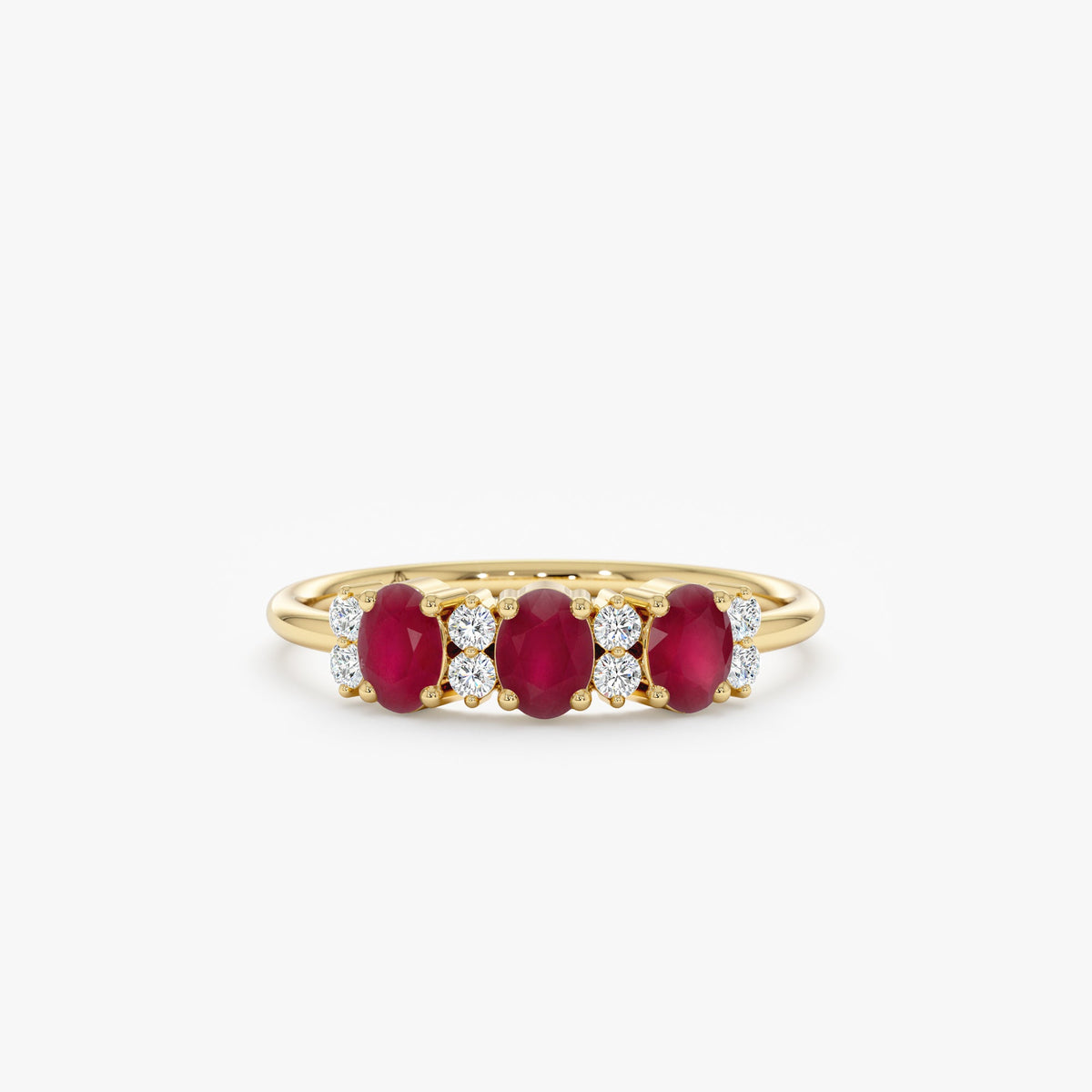 Solid Gold Diamond and Oval Ruby Ring (DD40D4)