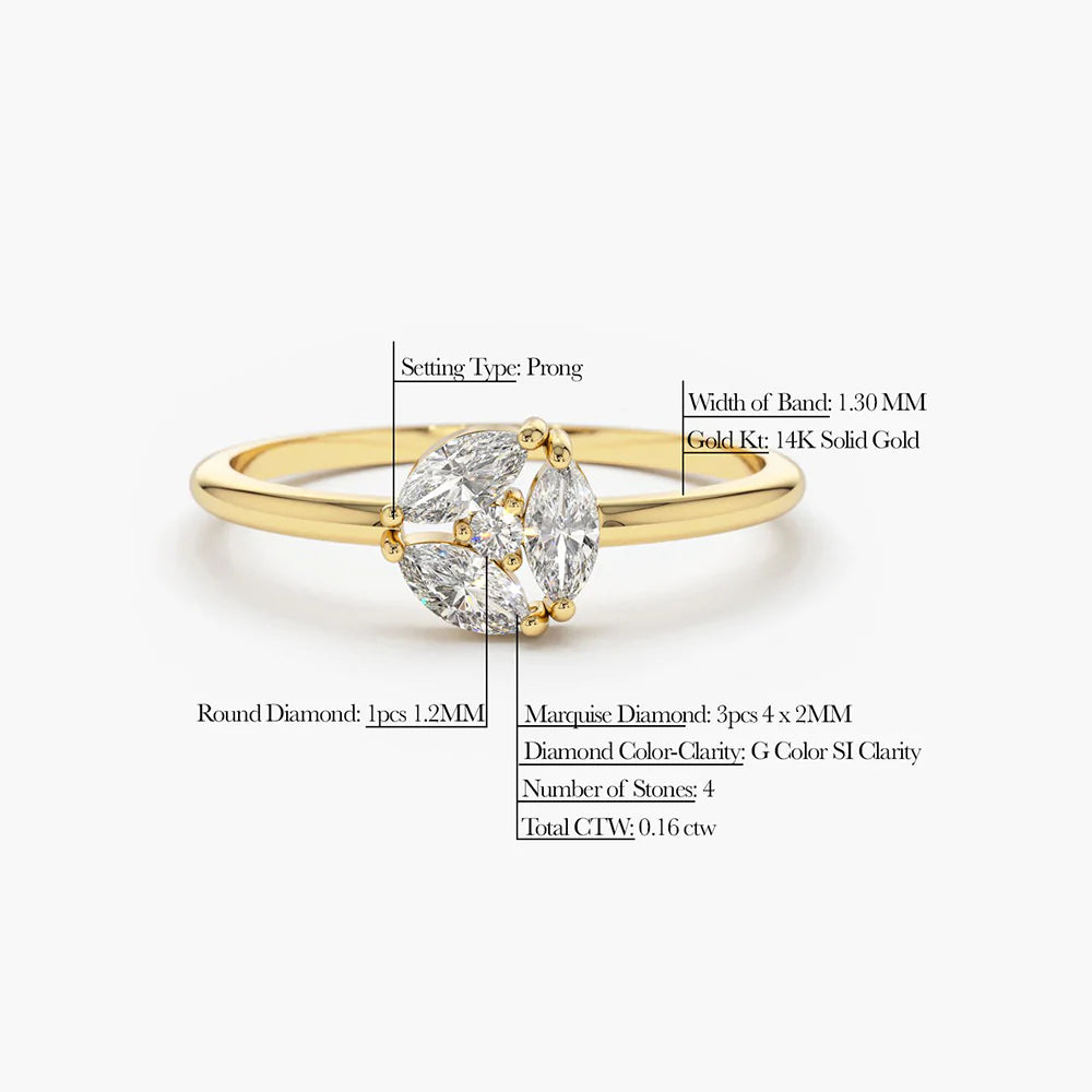 Marquise Moissanite Cluster Ring, photo 5