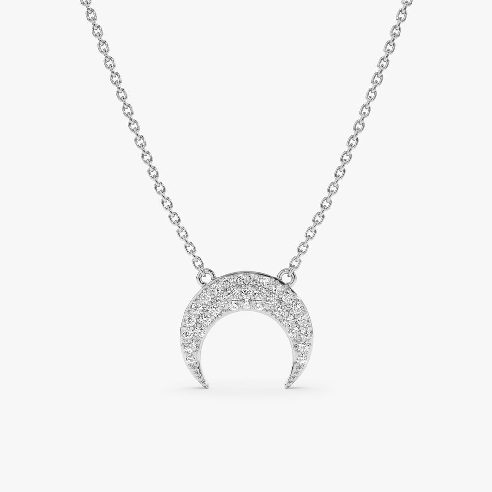 Solid Gold Diamond Crescent Horn Necklace (2C5A3B)