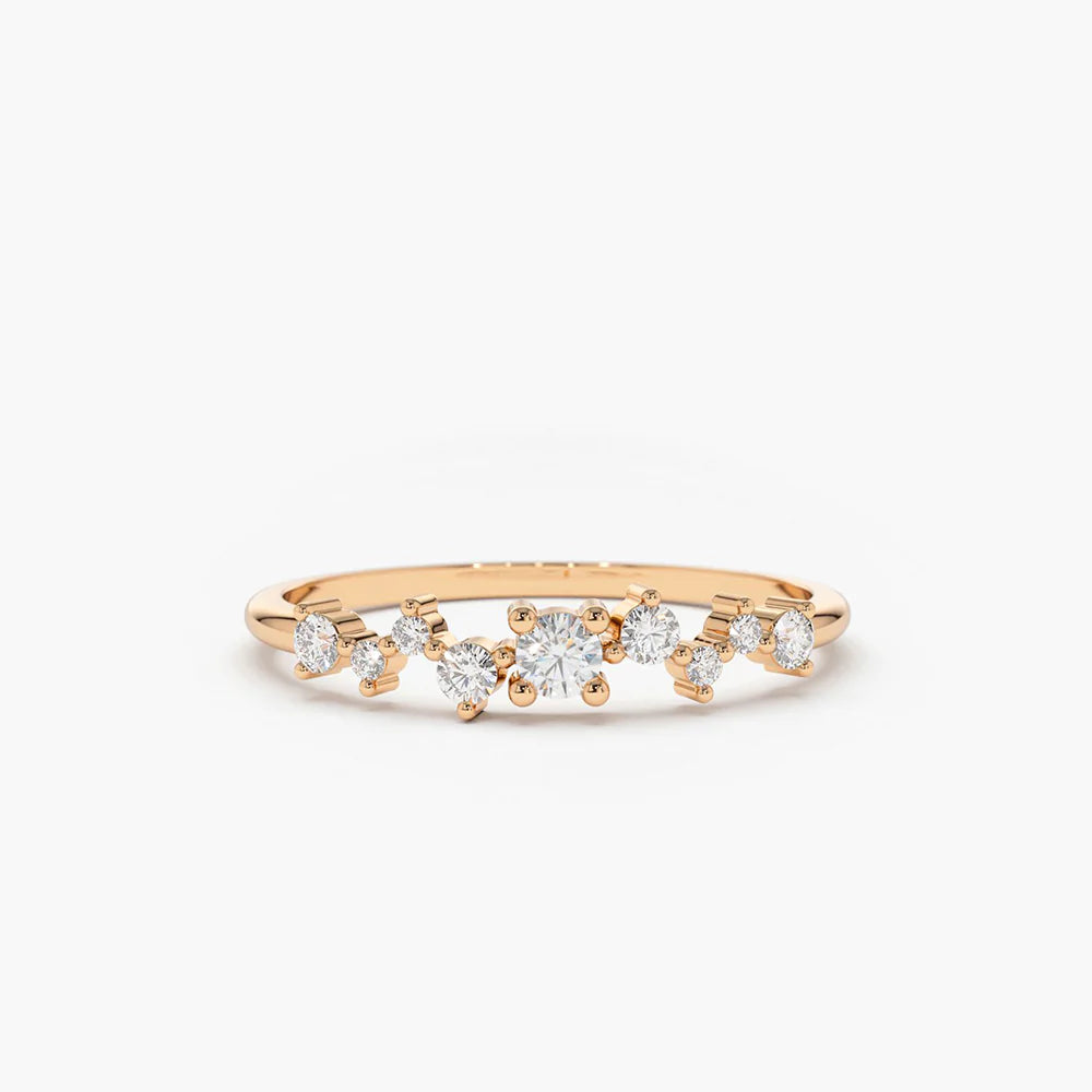 Solid Gold Multistone Diamond Cluster Ring