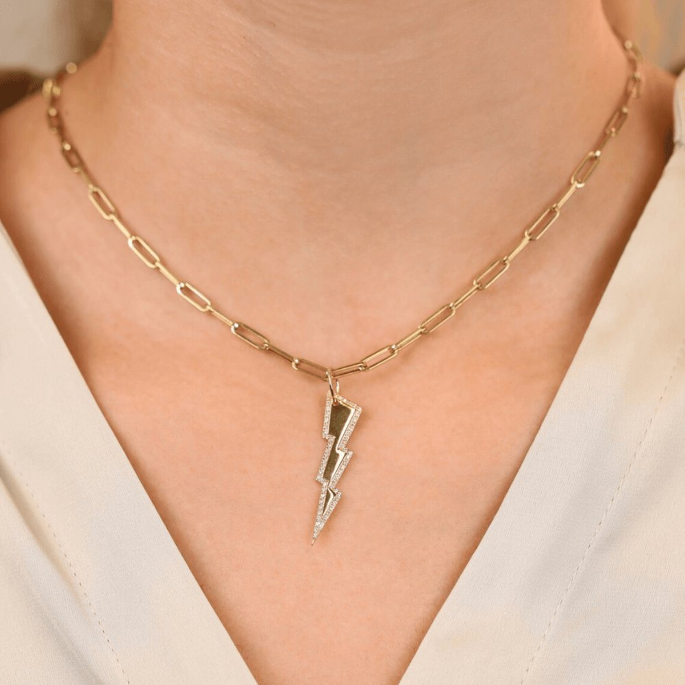 Solid Gold Diamond Lightning Bolt Charm (B6343B)