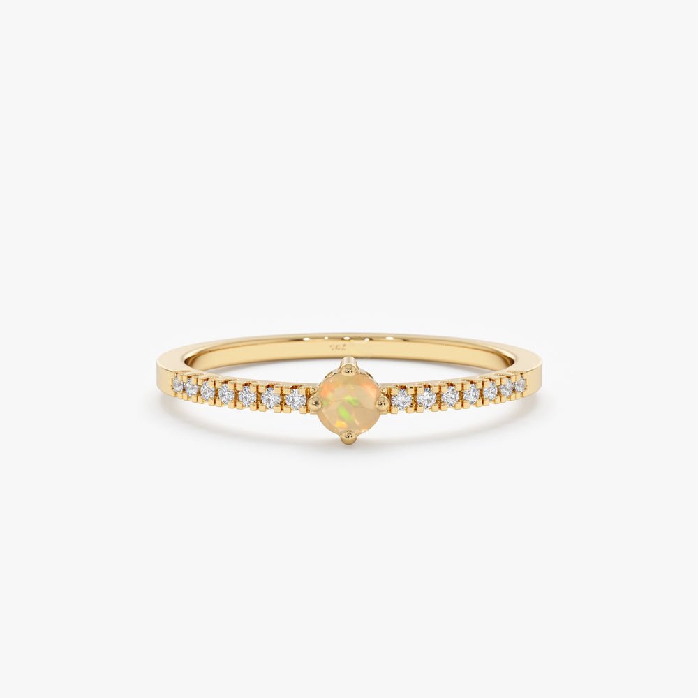 Solid Gold Opal and Diamond Engagement Ring (A87E1B)