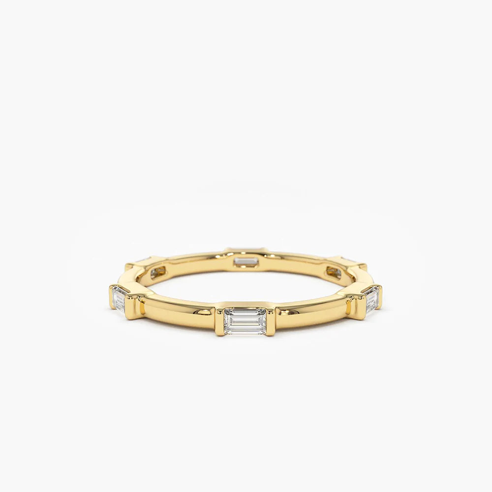 Solid Gold Stackable Baguette Diamond Eternity Ring