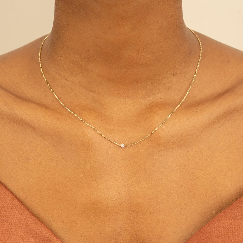 Solid Gold Salt and Pepper Diamond Bead Necklace (5528DF)