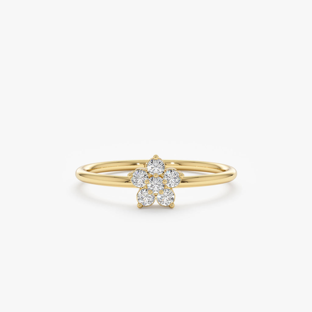 Solid Gold Diamond Flower Ring (ABBF13)