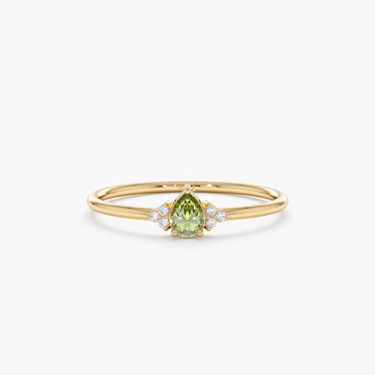 14K Solid Gold Petite Peridot Engagement Ring