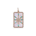Solid Gold Diamond, Mother of Pearl & Emerald Star Charm