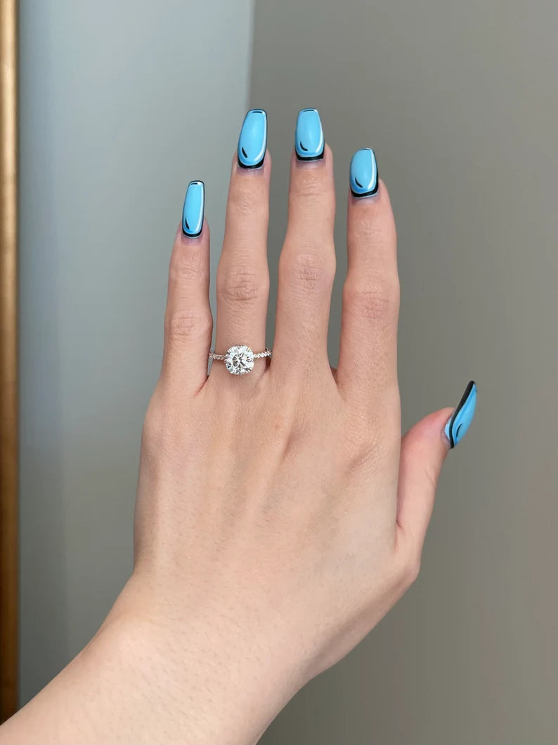 Solid Gold 2.2 Carat Brilliant Cushion Cut Engagement Ring for Women