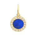 Solid Gold Round Diamond Blue Lapis Pendant