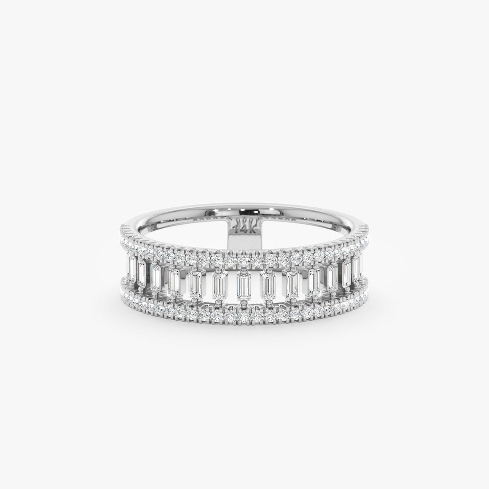 Solid Gold Diamond Pillars Ring (31DC59)