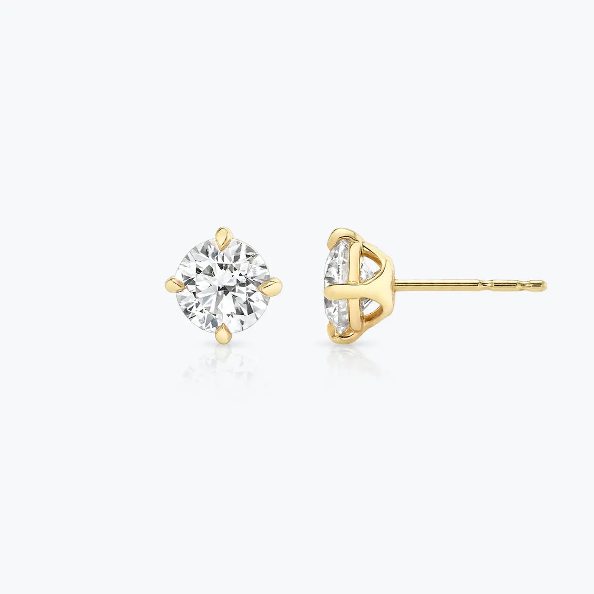 Solid Gold Solitaire Studs , 1ct. Moissanite Diamond Studs