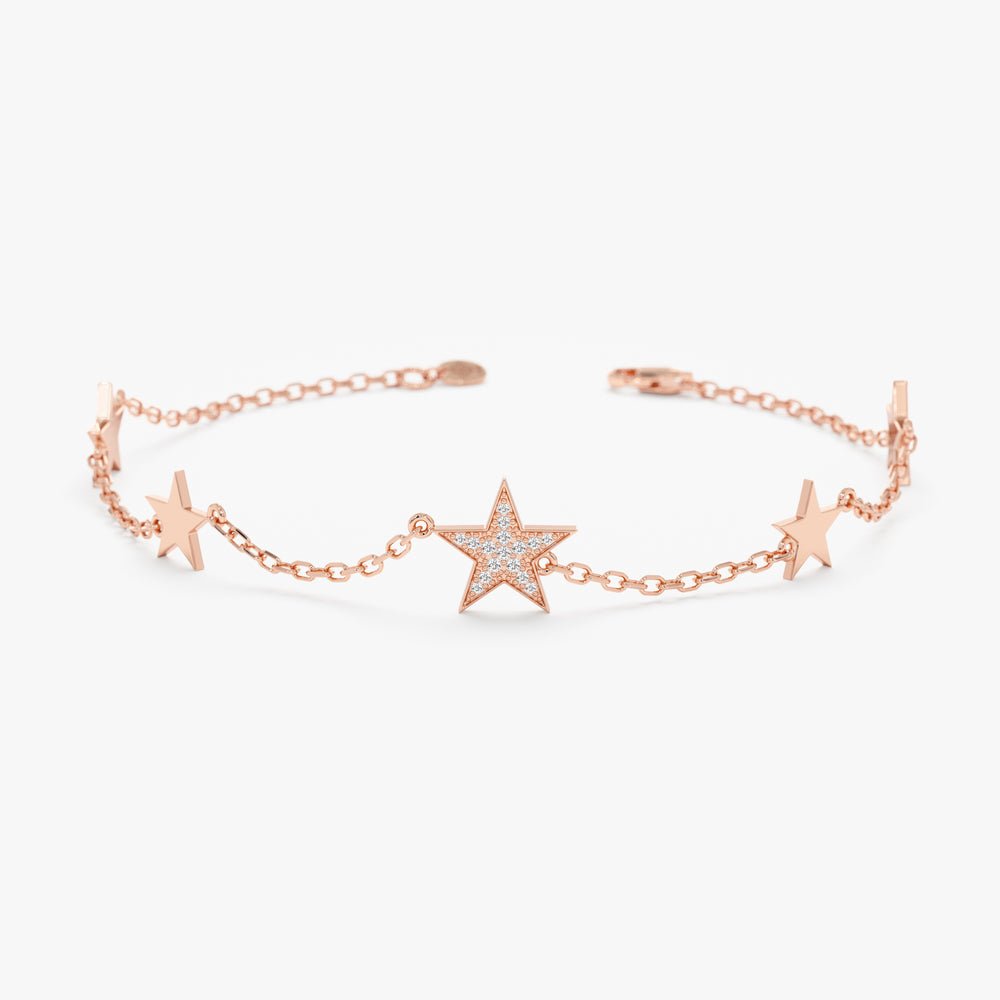 Solid Gold Multi Star Natural Diamond Bracelet