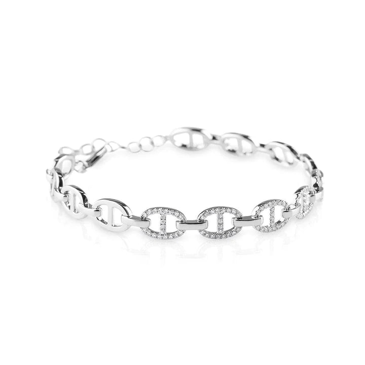 Solid Gold Diamond Equestrian Link Bracelet