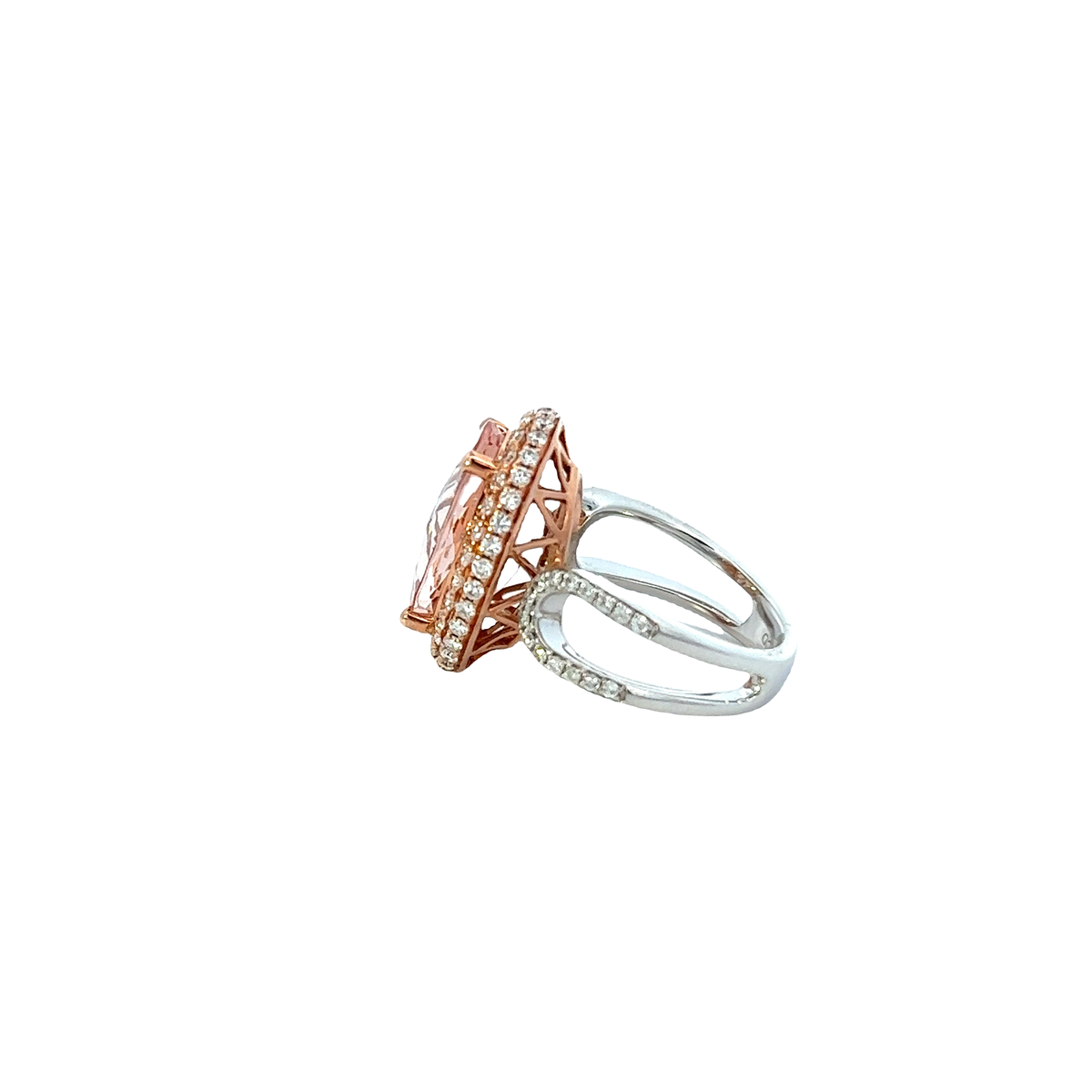 Solid Gold Oval-cut Morganite And Diamond Ring