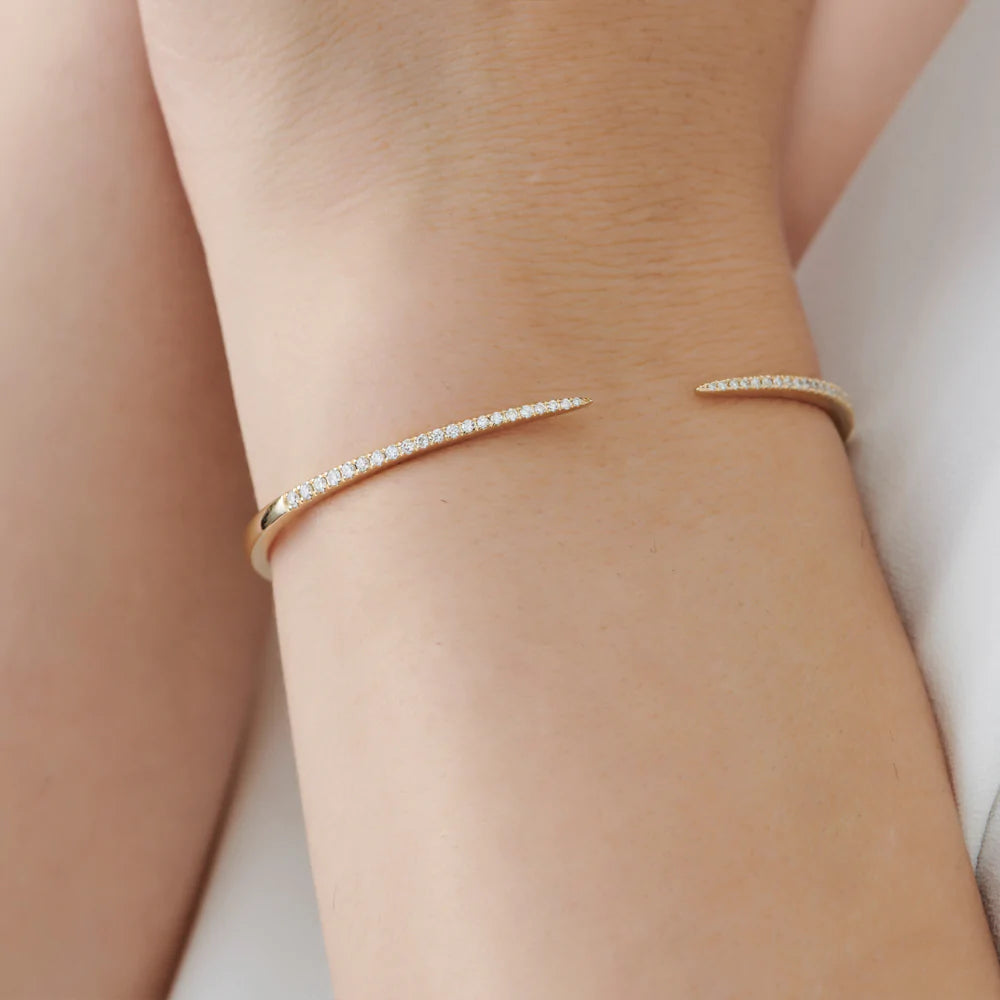 Solid Gold Cuff Diamond Bangle Bracelet 0.50 ctw