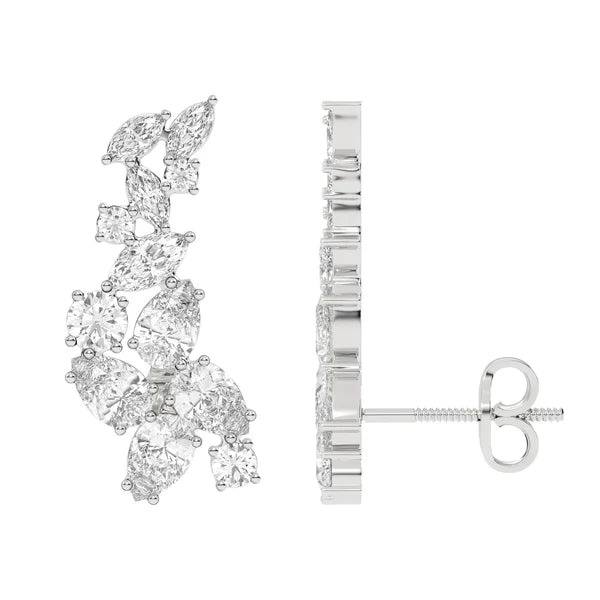 Solid Gold Lab Grown Diamond Fancy Mix Ear Climbers