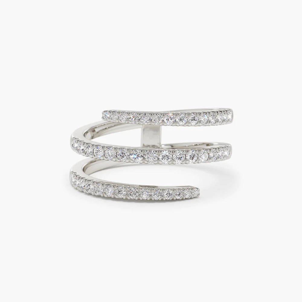 Solid Gold Diamond Spiral Ring