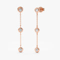 Solid Gold Triple Diamond Hanging Earring Studs