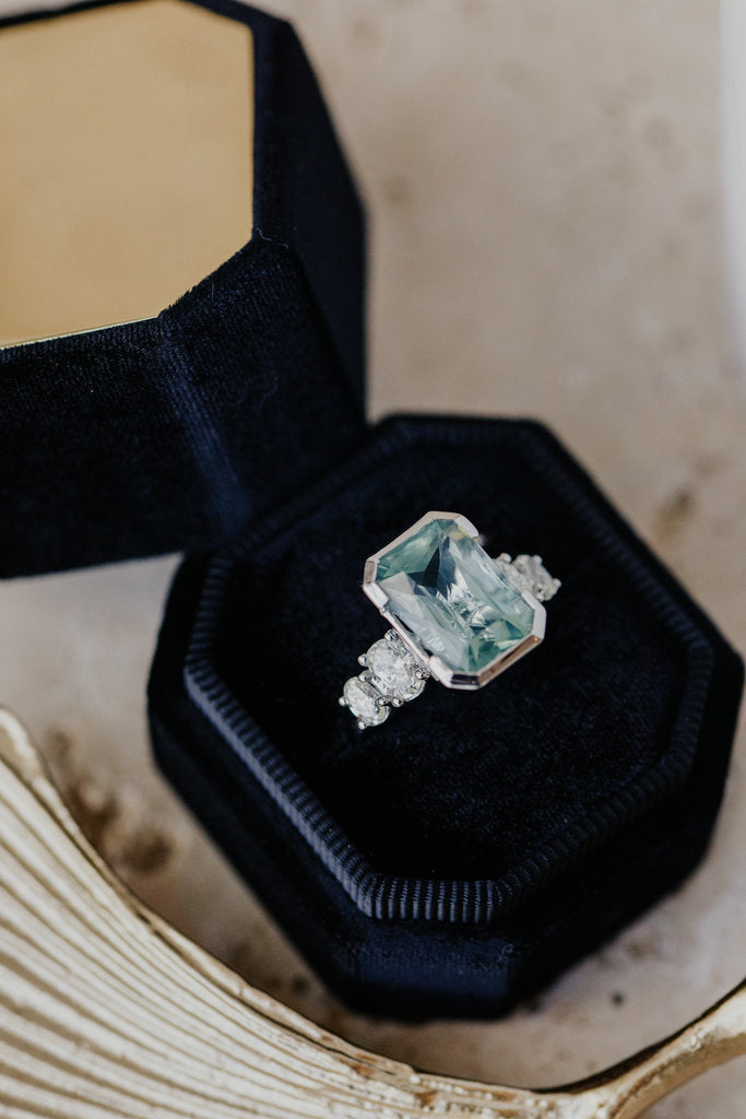 Solid Gold 4.88 ct Emerald Cut Green Tourmaline Ring