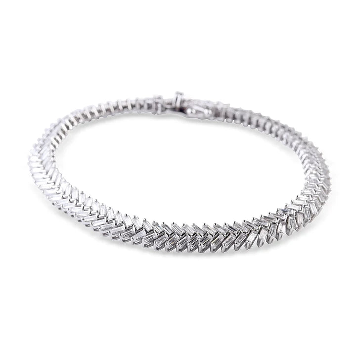 Solid Gold Baguette Diamond Chevron Bracelet