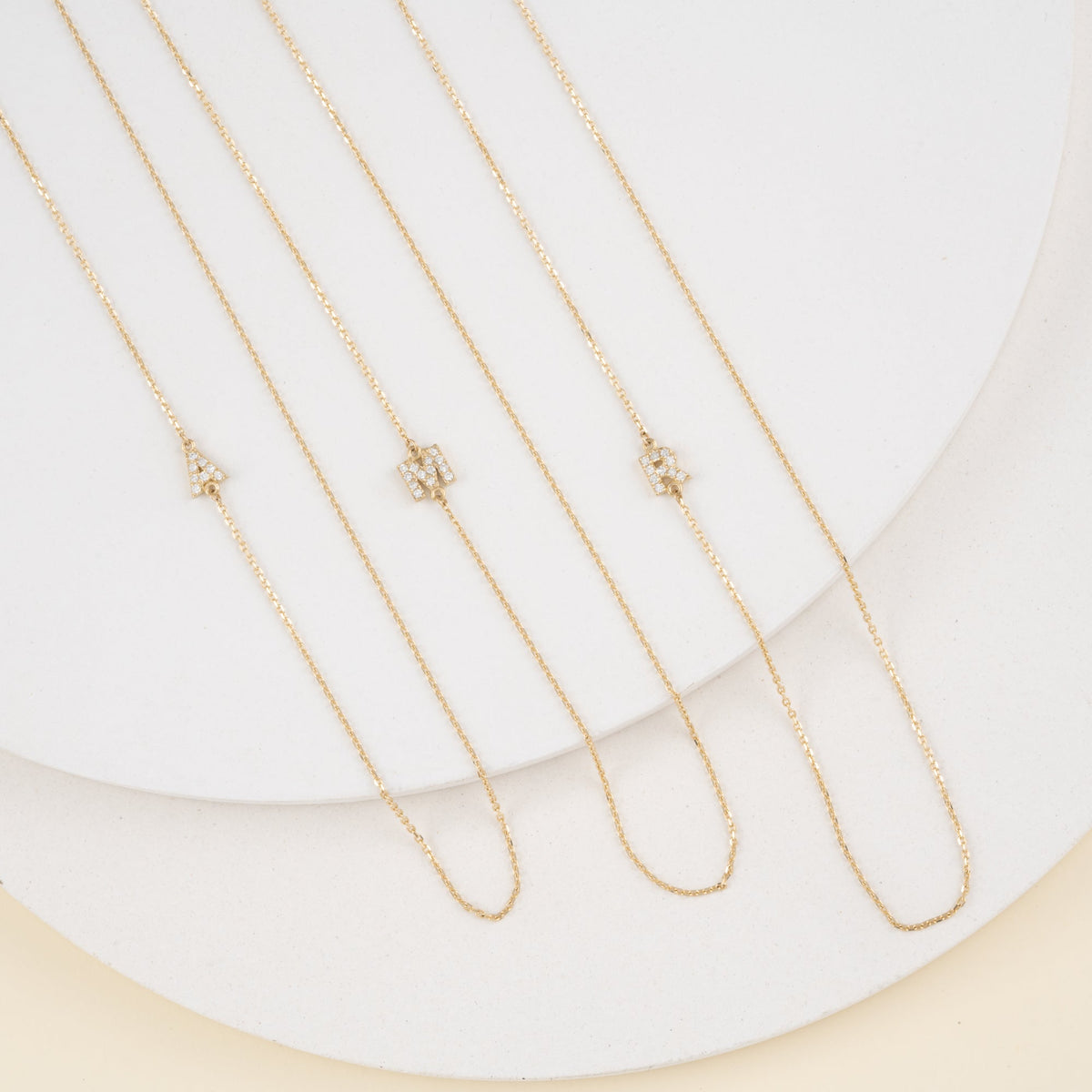 Solid Gold Side Initial Diamond Necklace (2C9502)