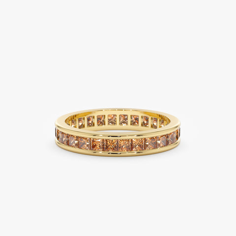 Solid Gold Natural Citrine Eternity Ring
