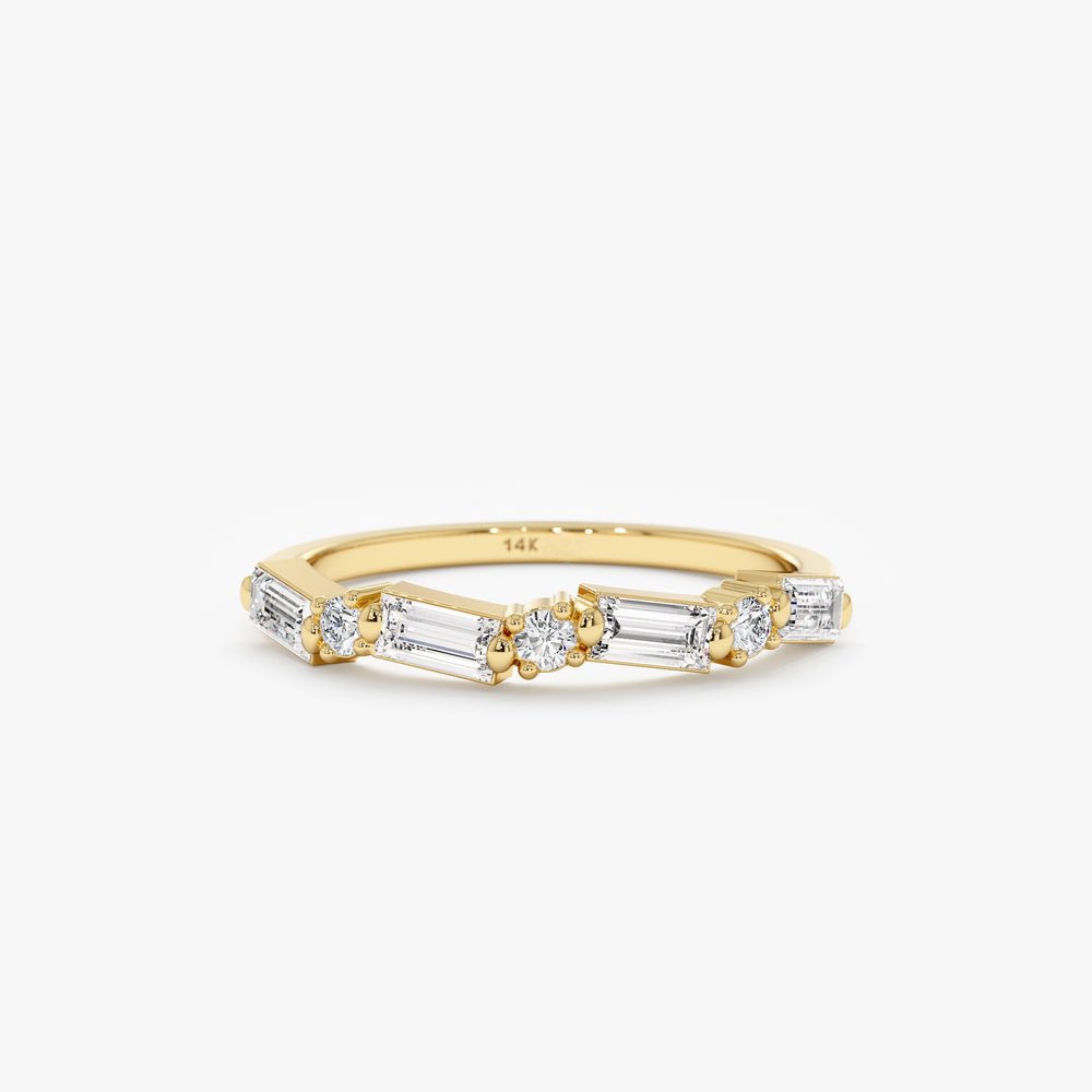 14K Solid Gold Diamond Wave Ring