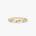 14K Solid Gold Diamond Wave Ring