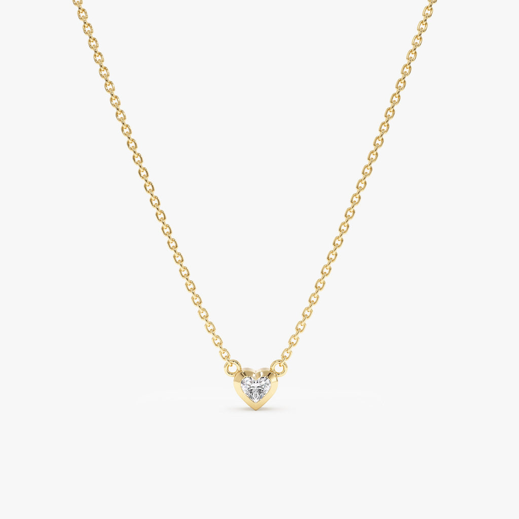 Solid Gold Solitaire Diamond Heart Necklace (877A13)
