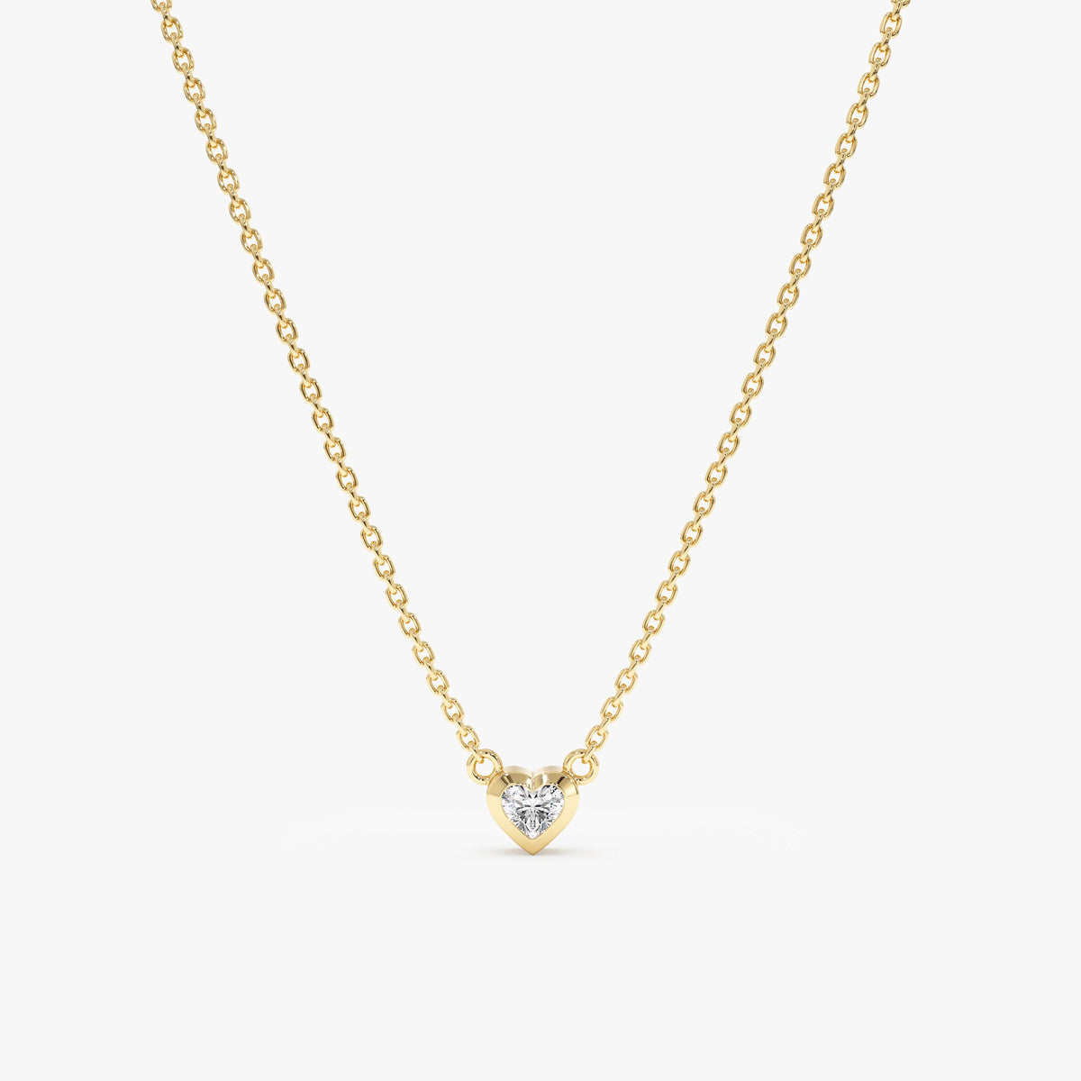 Solid Gold Solitaire Diamond Heart Necklace (877A13)