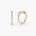Solid Gold Medium Diamond Hoop Earrings