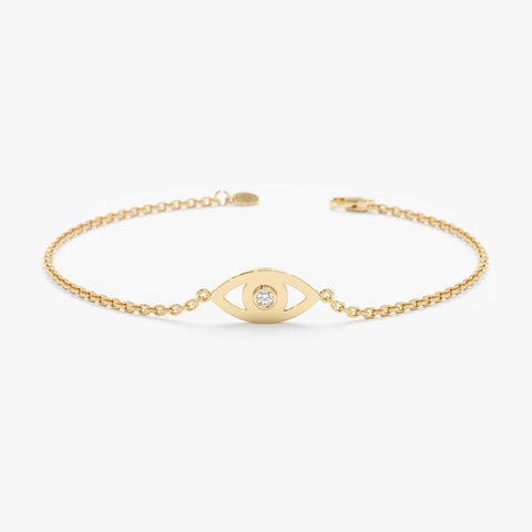 Solid Gold Single Diamond Eye Bracelet