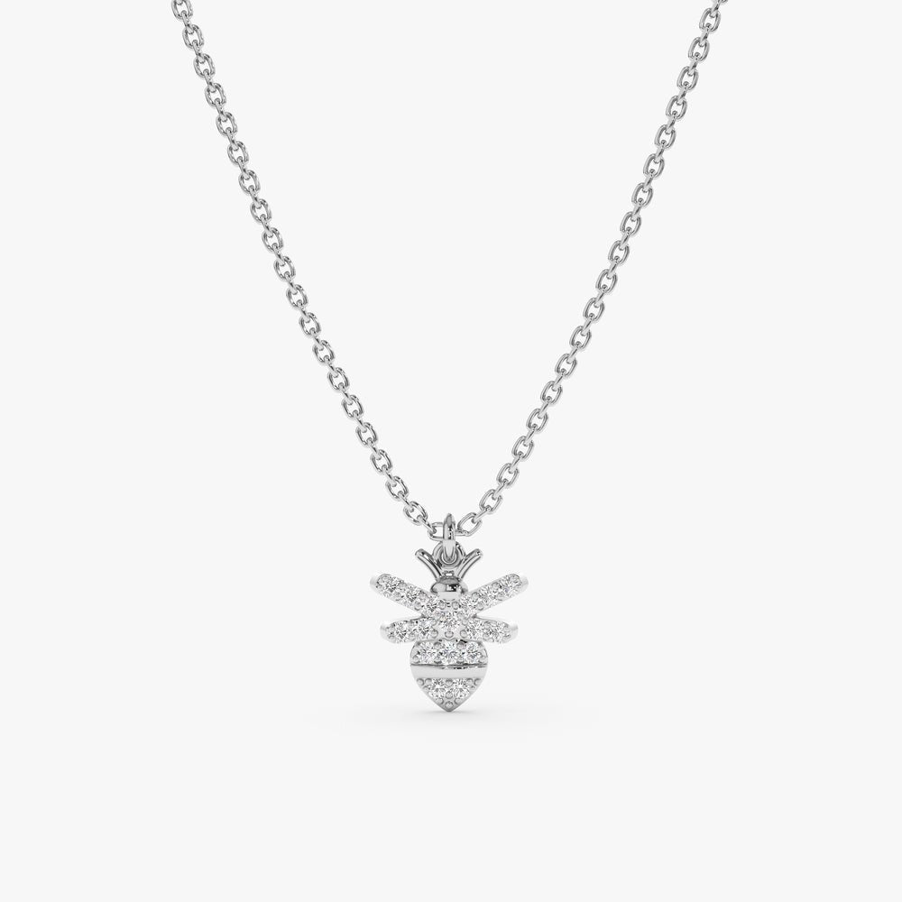 Solid Gold Diamond Bumblebee Necklace (83FC52)