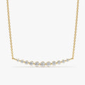 Solid Gold Ascending Curved Diamond Bar Necklace (5EBFAA)