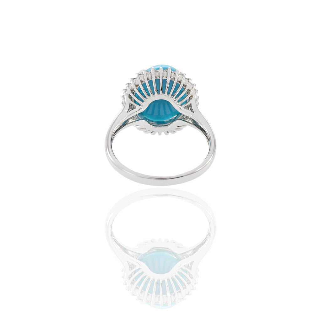 Solid Gold Turquoise And Diamond Ring (B66830)