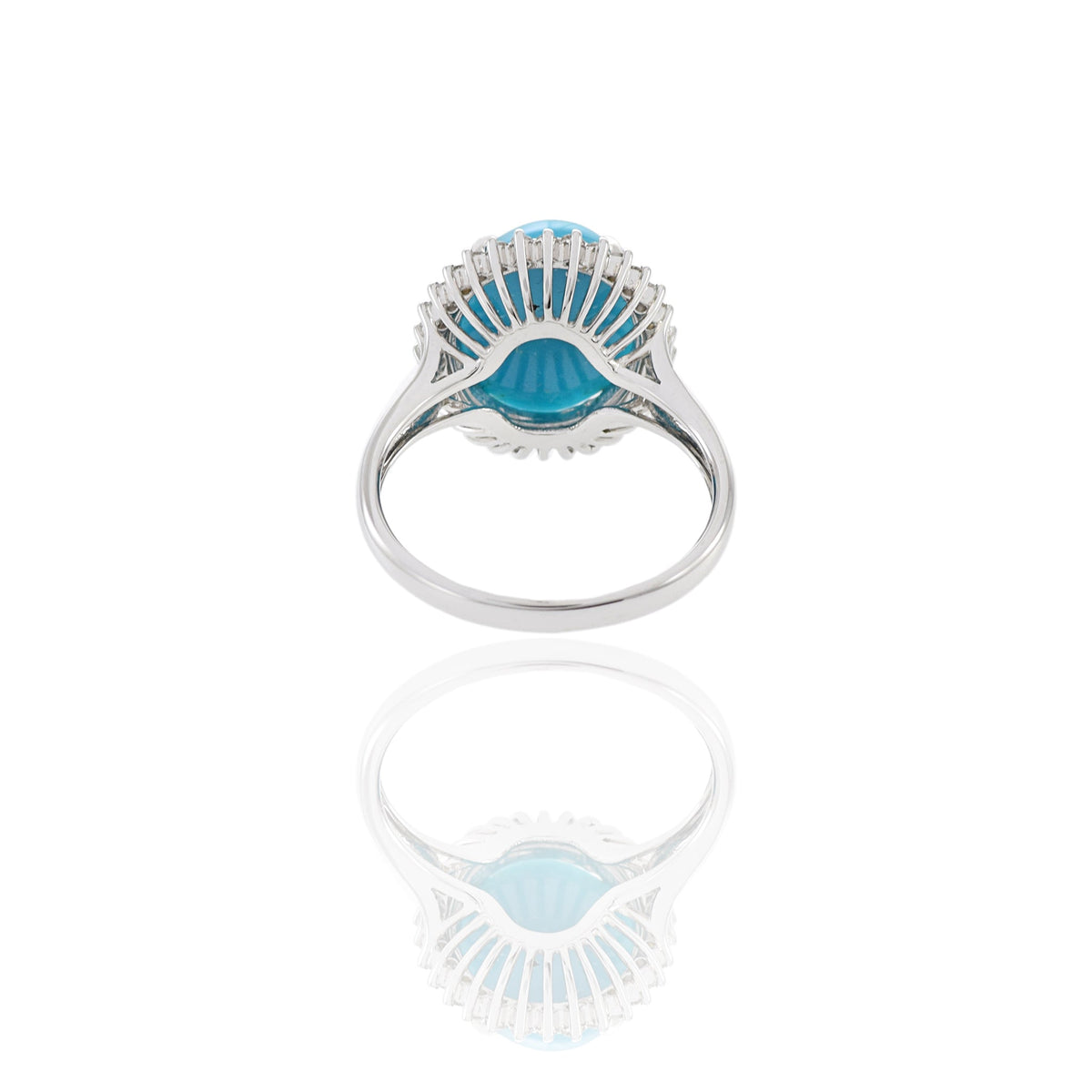 Solid Gold Turquoise And Diamond Ring (B66830)