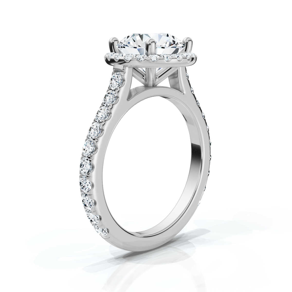 Solid Gold 3 CT Halo Lab Grown Diamond Engagement Ring (F57928)