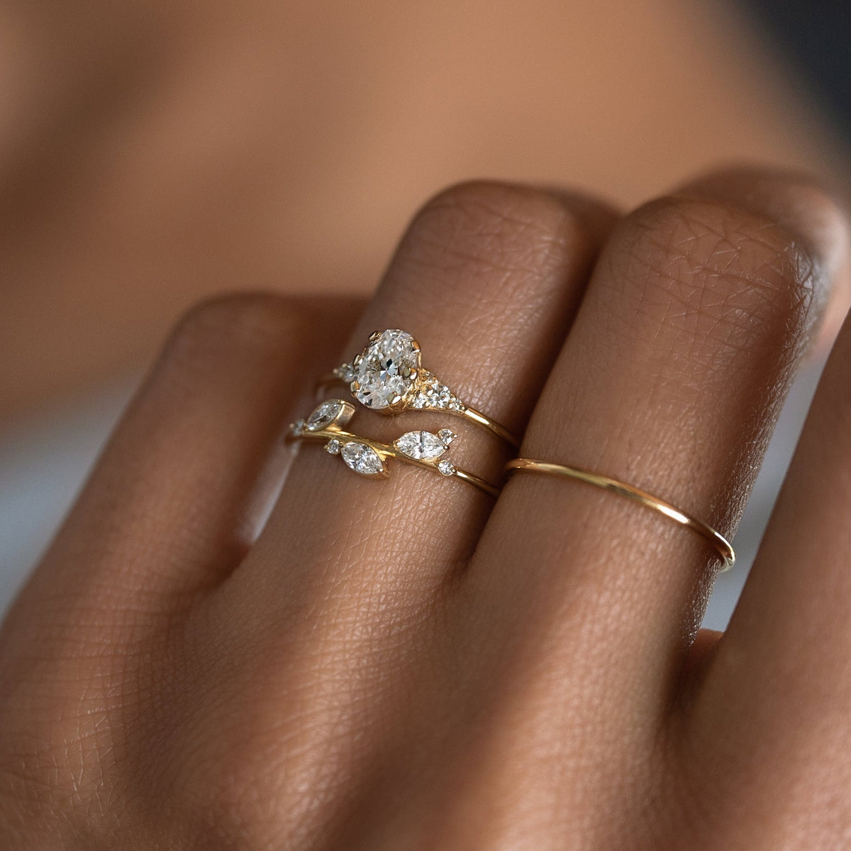 Solid Gold 2 CT Lady's Slipper Ring, Oval Cut Diamond Moissanite