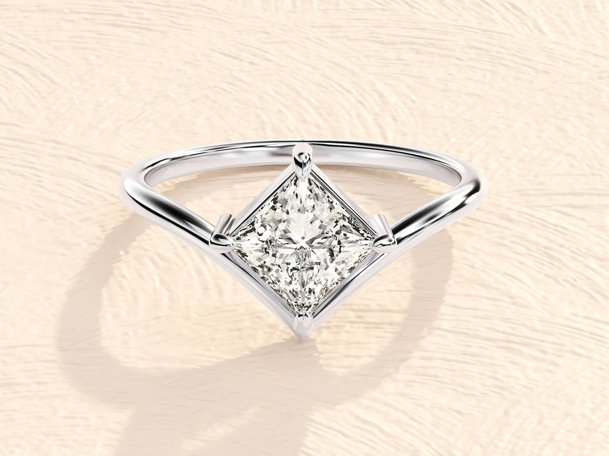 Solid Gold Cushion Cut Lab Grown Diamond 1ct Engagement Ring (709E2)
