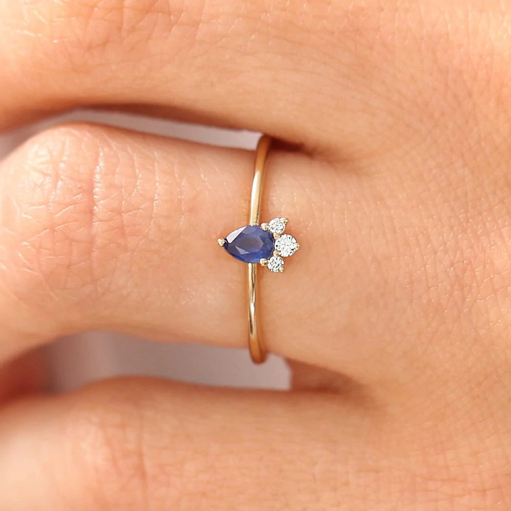 Solid Gold Mini Sapphire and Diamond Ring (FD1C1D)