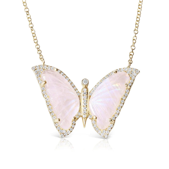 Solid Gold Moonstone And Diamond Teardrop Necklace (7FF0E2)