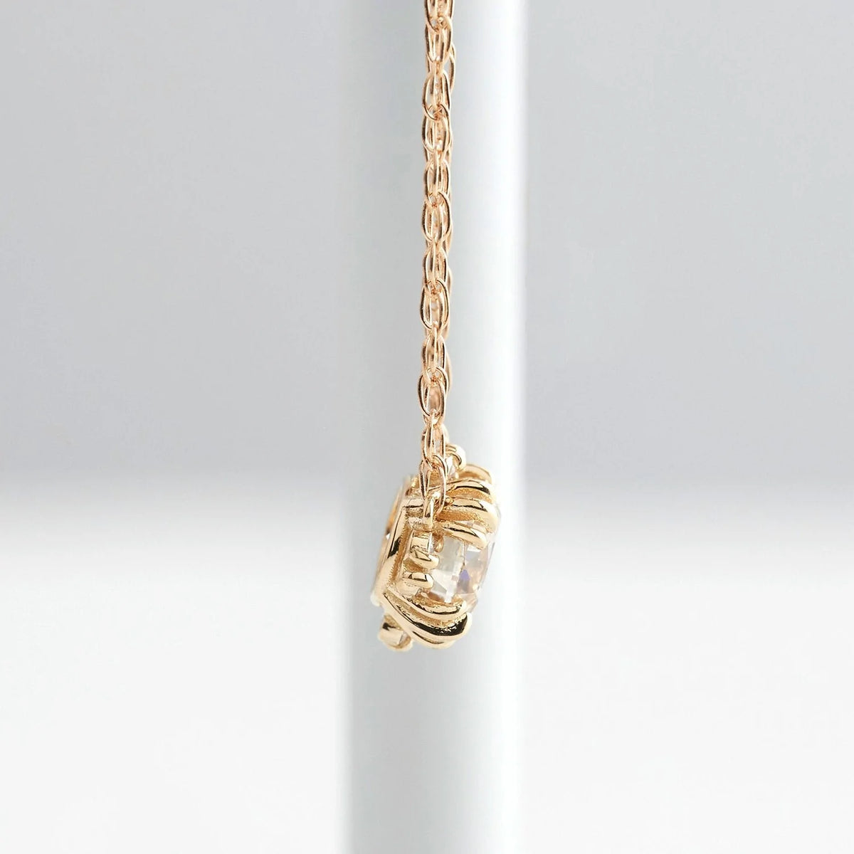 Solid Gold Diamond Threaded Necklace with Halo
