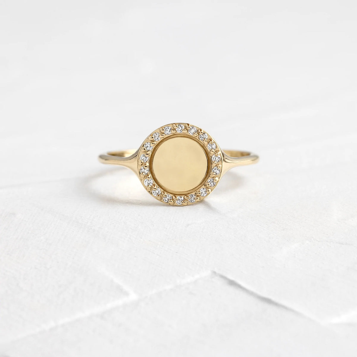Solid Gold Lab-Grown Diamond Emblem Signet Ring (8E7058)