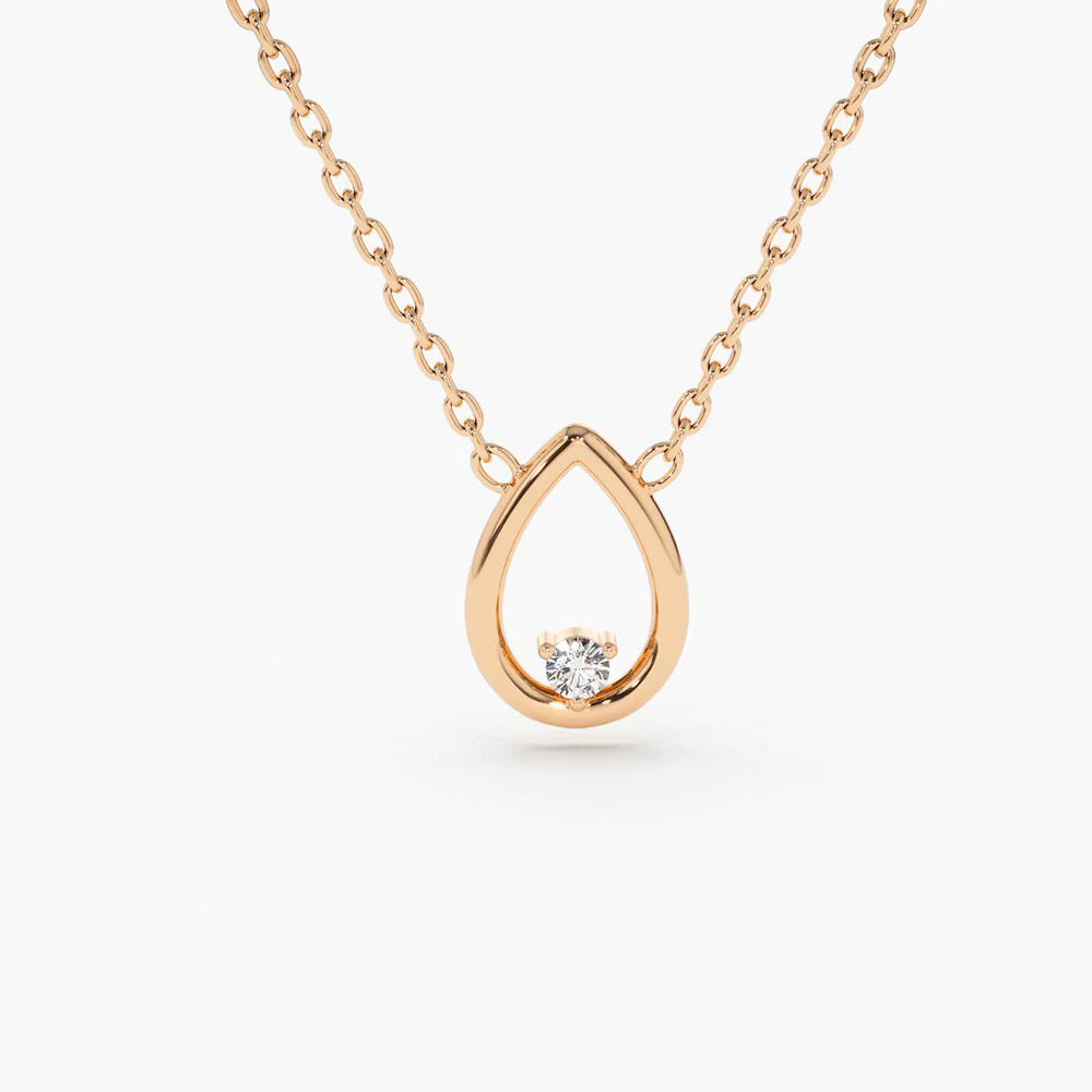 Solid Gold Floating Teardrop Diamond Necklace