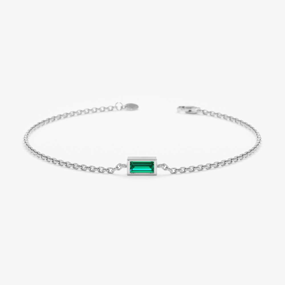 Solid Gold Emerald Birthstone Bracelet