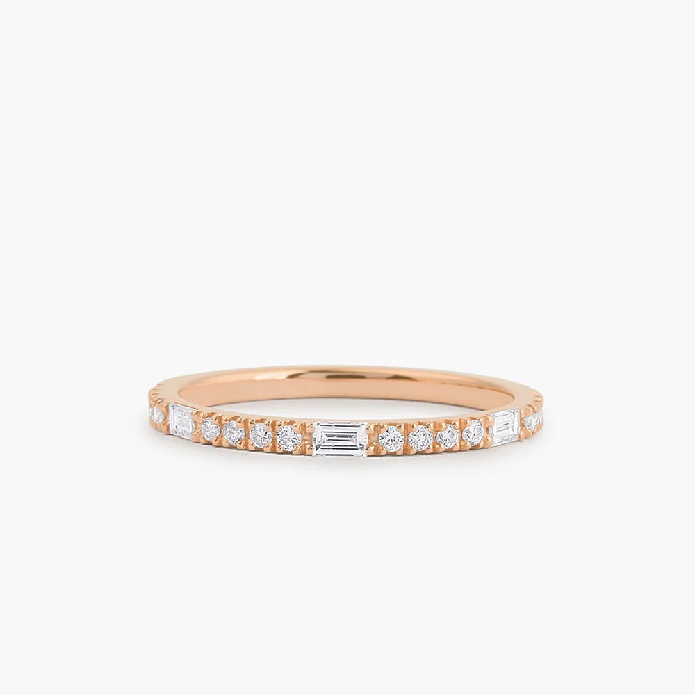 Baguette and Round Cut Moissanite Wedding Band, photo 4