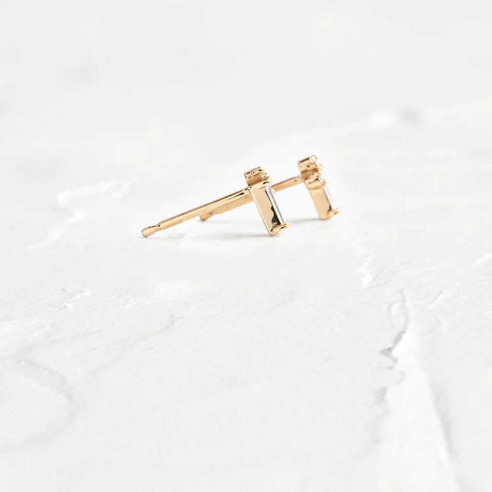 Solid Gold Baguette Diamond Array Studs