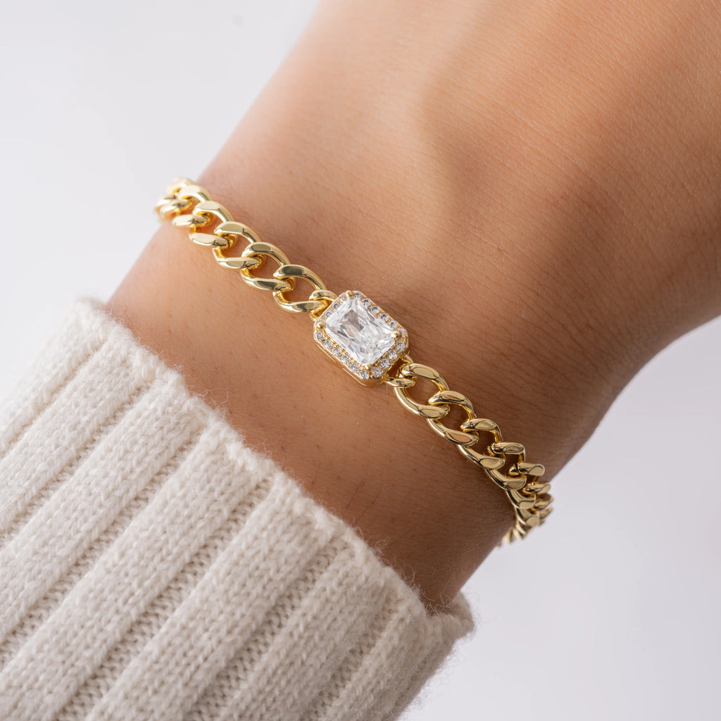 Solid Gold Cuban Tennis Bracelet