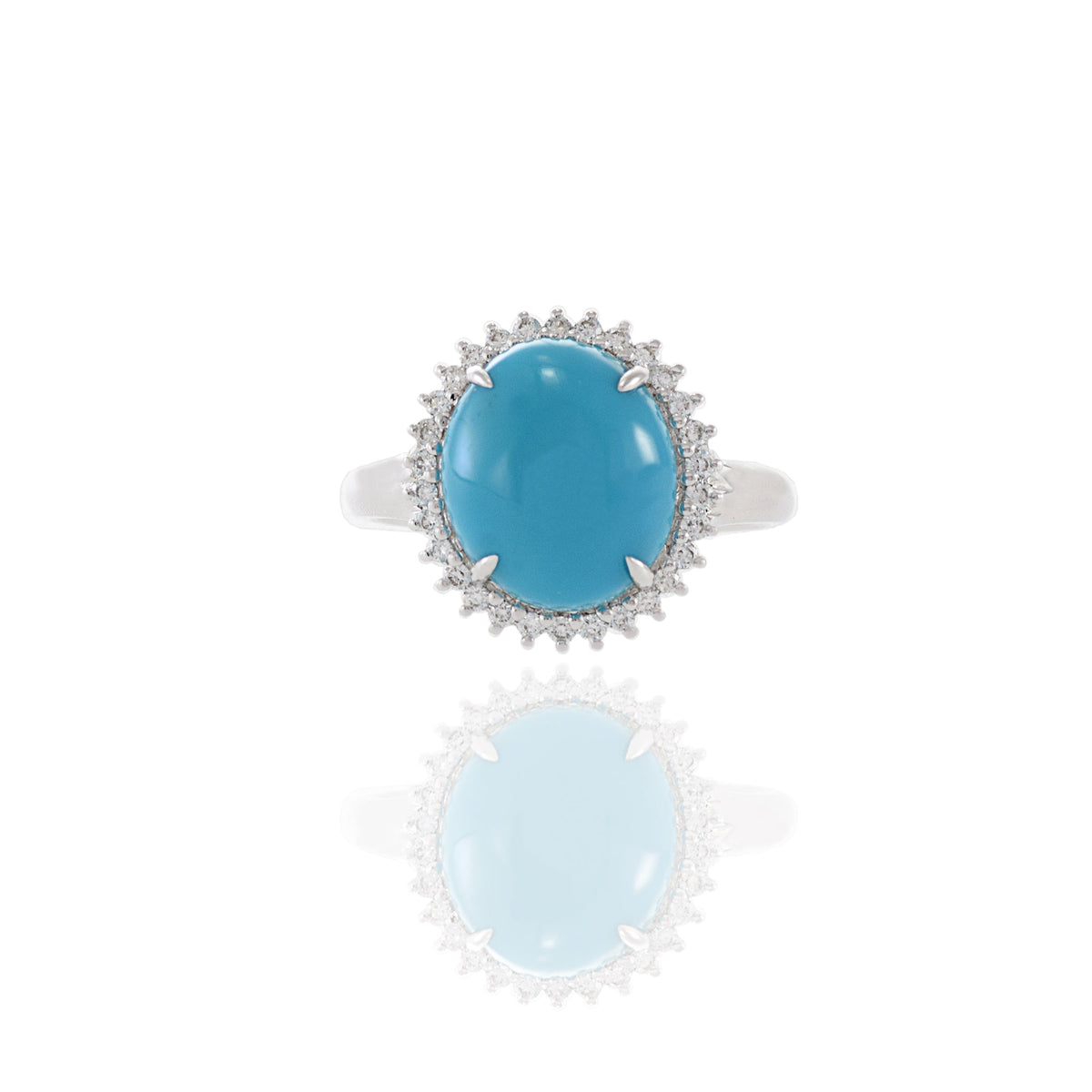 Solid Gold Turquoise And Diamond Ring (B66830)